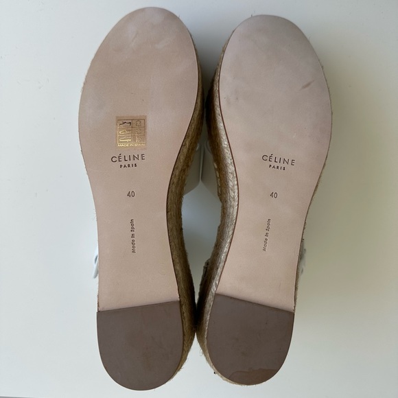 Celine Espadrilles Sandals White Leather Platform Shoes size 40 New with box - Picture 6 of 10
